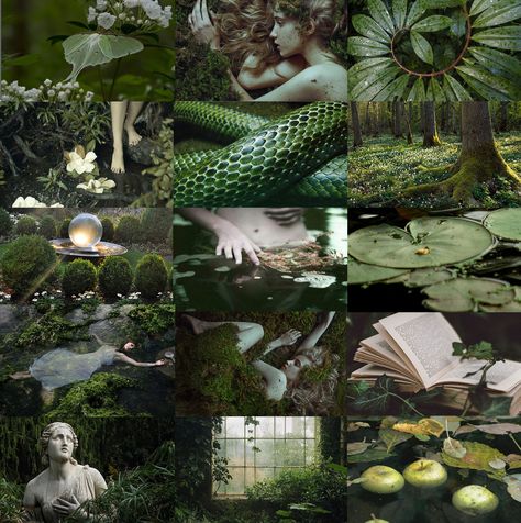 Eden Green Aesthetic, Jungle Witch Aesthetic, Eden Garden Aesthetic, Goth Jungle Aesthetic, Snake Witch, Garden Of Eden Aesthetic, Green Occult Aesthetic, Moss Aesthetic Dark, Fairy Jungle Aesthetic