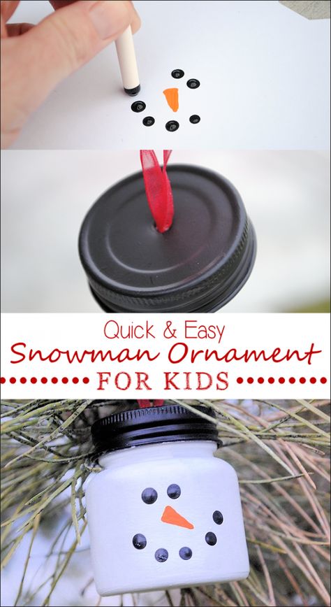 Easy Snowman Ornaments for Christmas - could be used as an advent calendar too or gift card ornament Baby Jar Crafts, Diy Snowman Ornaments, Diy Schneemann, Baby Food Jar Crafts, Food Jars, Ornaments For Christmas, Baby Food Jars, Diy Snowman, Homemade Holiday