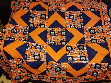 Walk About quilt Edmonton Oilers Themed Edmonton Oilers Quilt, Walk About Quilt, Guy Quilts, College Quilts, Quilts For Men, Crown Royal Quilt, 3 Yard Quilts, Ut Football, Football Quilt