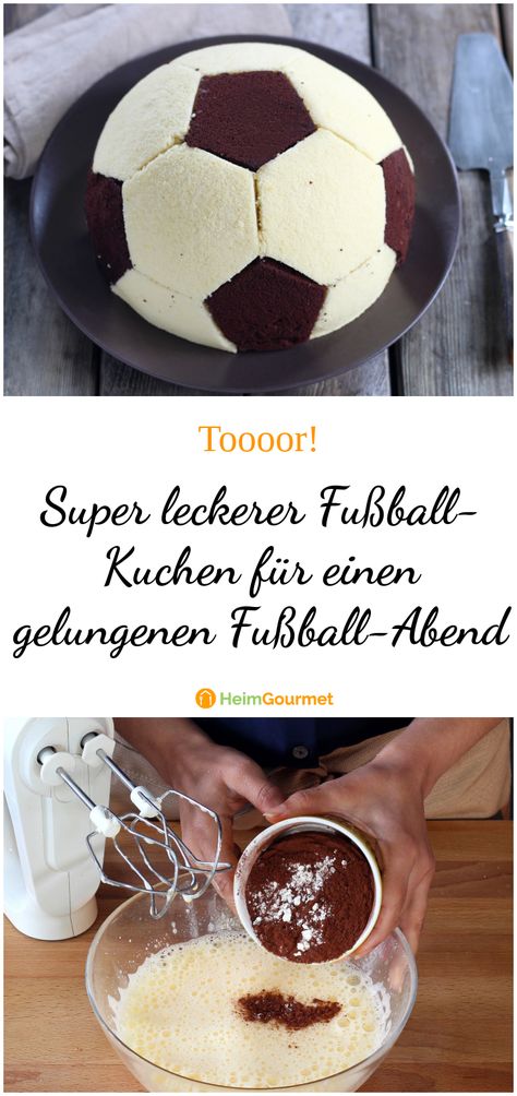 Dieser tolle Fußballkuchen passt super als Snack für einen gemeinsamen Fußball-Abend vor dem Fernseher oder für das nächste Vereinsfest des Sportclubs! Football Party Foods, Football Snacks, Football Party Food, Football Cake, Superbowl Snacks, Angel Cake, Slider Recipes, Soft Pretzels, Savoury Cake