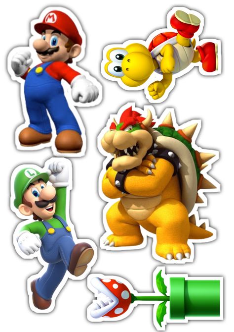 Mario Coins Printable, Super Mario Cutouts, Mario Bros Printables Free, Super Mario Topper, Super Mario Icons, Super Mario Free, Mario Cake Topper, Super Mario Brothers Birthday, Mario Brothers Birthday Party