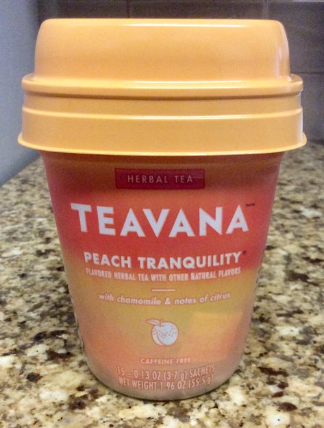 Teavana Peach Tranquility with Chamomile & Notes of Citrus Caffeine Free Herbal Tea Sachets - Priscilla De Leon Grocery Haul, Lemon Verbena, Caffeine Free, Sachets, Herbal Tea, Natural Flavors, Coffee Cans, Tea, Fruit