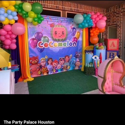 Cocomelon Party Table Set Up, Cocomelon Table Set Up, Birthday Cocomelon, Baby Birthday Party Theme, Coco Melon, Barbie Theme Party, 1st Birthday Girl Decorations, 1st Birthday Party Themes, 2nd Birthday Party Themes