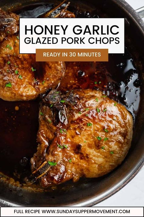 Honey Glazed Pork Chops Hot Honey Pork Chops, Glaze For Pork Chops, Stove Top Pork Chops, Honey Glazed Pork Chops, Honey Pork Chops, Garlic Pork Chops, Garlic Pork, Honey Garlic Pork Chops, Chopped Steak