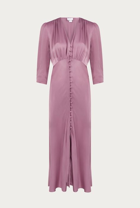 Madison Dress | Ghost.co.uk Claudia Dress, Palm Dress, Perfect Bridesmaid Dress, Mauve Dress, Satin Maxi, Satin Maxi Dress, Feminine Dress, Dress Shapes, Dresses Uk