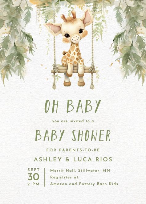 Giraffe Baby Shower Theme, Safari Baby Shower Boy, Giraffe Baby Shower Invitations, Baby Shower Greetings, Free Printable Baby Shower Invitations, Baby Birthday Invitations, Safari Baby Shower Invitations, Baby Shower Invitations Design, Baby Shower Giraffe