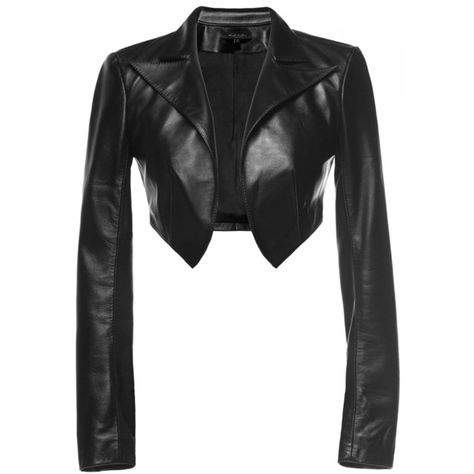 Leka - Cropped Leather Jacket (755 PEN) ❤ liked on Polyvore featuring outerwear, jackets, black, crop, jacket/sweater, jackets/vests, 100 leather jacket, leather jackets, cropped leather jacket and real leather jackets Mode Monochrome, Jackets Cropped, White Cropped Jacket, Black Cropped Jacket, Goth Outfit, White Leather Jacket, Bolero Shrug, Cropped Leather Jacket, Real Leather Jacket