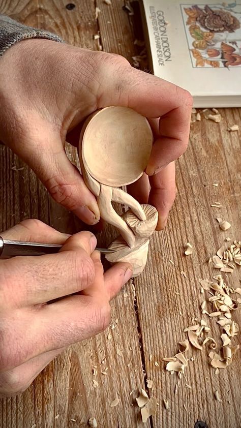 Dan 🍂 (@thewoodlandcarver) • Instagram photos and videos Slow Art, My Dream Job, Working With Wood, Wood Carver, Coffee Scoop, Wood Artist, I Am Trying, The Mushroom, Mushroom Art