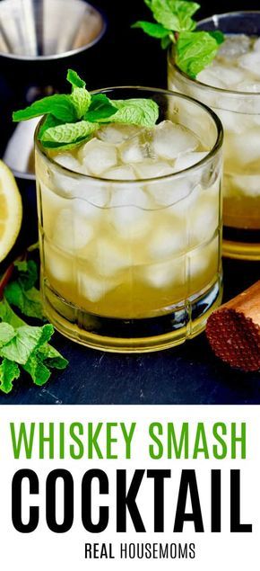 Whiskey Mint Cocktail, Whiskey Smash Cocktail, Whisky Smash, Whiskey Smash Recipe, Whiskey Smash, Irish Drinks, Bourbon Cocktail, Banana Milkshake, Watermelon Lemonade