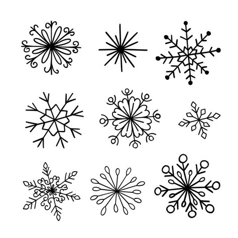 Simple Christmas Sketches, Snowflake Doodles Simple, Christmas Card Drawing Ideas Hand Drawn, Snowflakes Drawing, Christmas Tattoo, Winter Pins, Love Scrapbook, Christmas Doodles, Winter Snowflakes