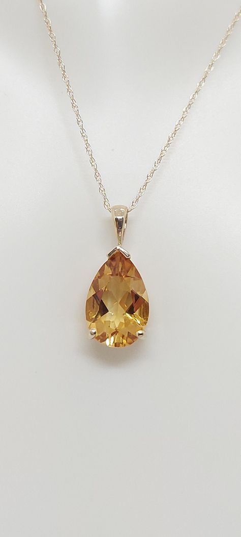 "CITRINE Drop 14k Yellow Gold Pendant / Necklace. Natural stone. 18\" gold Rope Chain necklace. Tear Drop Gemstone Jewelry. Yellow Citrine. November Birthday Stone. Product Info: - Stone: Tear Drop Yellow Citrine. - Color: Yellow. - Pendant Measures: 20mm x 8mm. - Stone Measures: 14x8mm - Stone Carat: 3.50 Ct - Metal: 14k Yellow Gold. - Chain Length: 18 inches Rope Chain. - Made in USA. - Nice Gift Box Included." Yellow Citrine Necklace, Yellow Gem Necklace, Citrine Jewelry Necklace, Yellow Topaz Necklace, Yellow Stone Necklace, Yellow Jewelry Necklace, Yellow Topaz Jewelry, Yellow Gemstone Necklace, Ethereal Jewelry