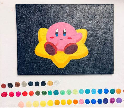 Acrylic painting Kirby Painting Canvas, Kirby Painting, Black Background Painting, Background Painting, Diy Canvas Art Painting, Diy Canvas Art, Diy Canvas, Canvas Art Painting, Kirby