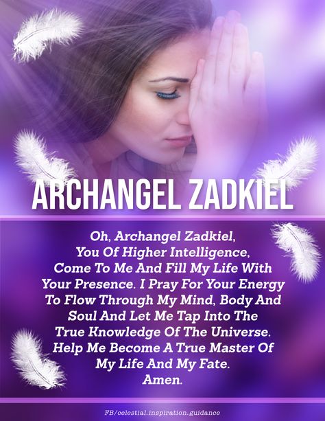 Connecting with Archangel Zadkiel will bless you with his high uplifting energy that can cleanse and illuminate your own vibration energy. Arch Angel Zadkiel, Archangel Zadkiel Prayer, Spiritual Beginner, Zadkiel Archangel, All Archangels, Archangels Names, Sacred Geometry Meanings, Angelic Energy, Archangel Zadkiel