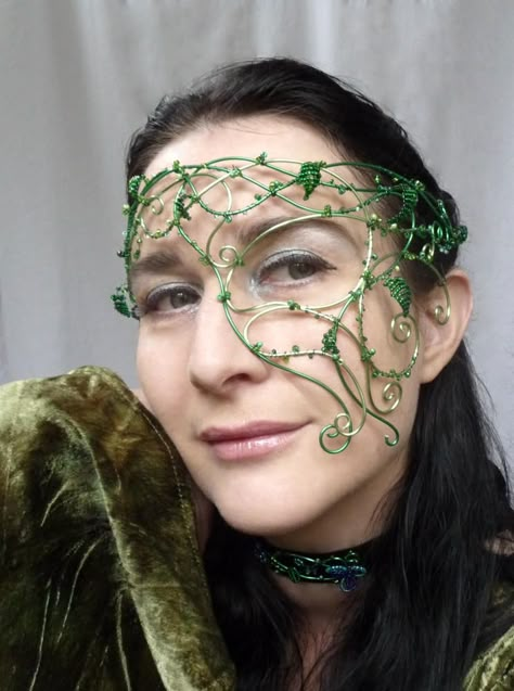 Vine half mask by gringrimaceandsqueak on DeviantArt Leaf Mask, Faerie Door, Felt Christmas Tree Decorations, Recycled Art Projects, Mask Ideas, Face Art Makeup, Theatrical Makeup, Mask Masquerade, Half Mask