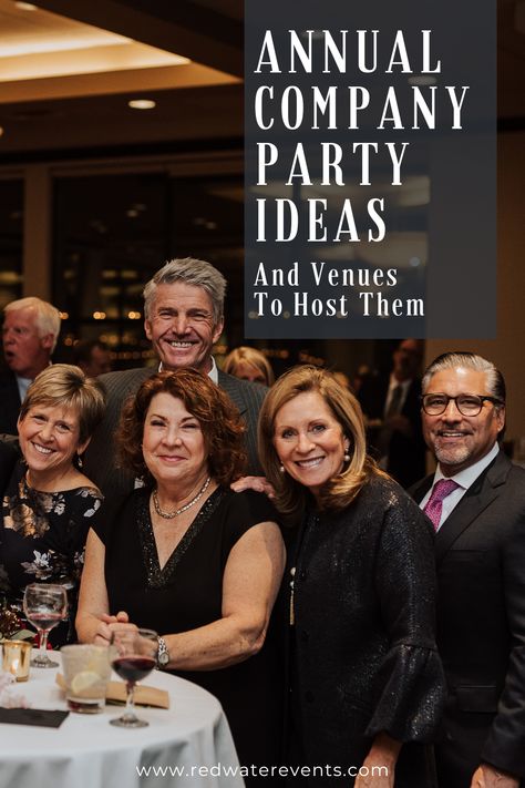 Our newest blog offers a few options to help you get the ball rolling with some fun company party ideas! These annual event suggestions will provide some inspiration for your gathering at one of our Michigan venues. #companyparty #companypartyideas #holidayparty #holidaypartyideas #companyanniversary #companyanniversaryideas Holiday Company Party, Annual Meeting Themes, Company Anniversary Party Ideas, Staff Events Ideas, Company Marketing Ideas, Company Party Themes, Business Party Ideas, Company Party Ideas, Company Holiday Party Ideas