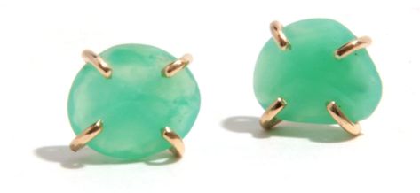 Chrysoprase Stud Earrings - Melissa Joy Manning | Pietra Chrysoprase Jewelry, Melissa Joy Manning, Rare Stone, Arizona Turquoise, Soft Focus, Stone Studs, Earring Sale, Work Ideas, Spring Day