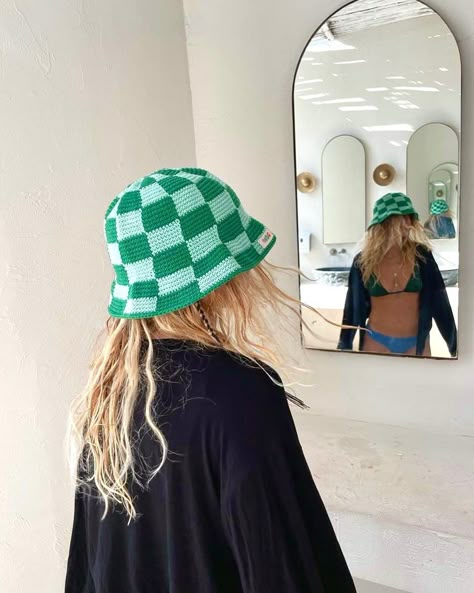 ✮ This checkered bucket hat was designed with the desire to create a funny, young and free street style. ✮ Goes with any outfit and looks great whatever the season. ✮ Like my other products, this checkered bucket hat is also carefully knitted. ✮ Crochet blue and green bucket hat is completely handmade and is 100% cotton. ✮ Excellent gift checkered bucket hat for men and women. ✮✮ If you want to mix different colors and design a special hat for yourself, you can choose a color from the color scale and let me know. --- Details --- ✮ 100% cotton. ✮ Sun protection, packable. 💐 Care instructions 💐 ✮ Hand washable. ✮ You can iron it with a steam iron. Note💌 Not sure what hat size you are? No problem it's easy: Just take a measuring tape measure just above your ears around your head; keep the Knitted Bucket Hat Outfit, Bucket Hat Display, Crochet Gift Men, Crochet Bucket Hat For The Beach, Bucket Hat Crochet Men, Crochet Bucket Hat Outfit, Crochet Checkered Hat, Summer Vibes Outfits, Yarn Bucket Hat, One Size Fits Most