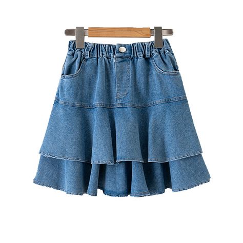 11.19€ 45% OFF|Girls Denim Skirt Summer Fashion Blue Ruffle Layered Skirt for Kids Casual All match 4 12 Years Teen School Children Short Skirt| |   - AliExpress Skirt For Kids, Girls Denim Skirts, Skirt Aesthetic, Jean Skirt Outfits, Toddler Skirt, Skirts For Kids, Skirt Summer, School Children, Girls High