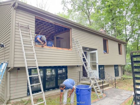 Split Level House Remodel Archives - Four Generations One Roof Blog Split Level Curb Appeal, Split Level Home Exterior, Black Exterior House, White Board And Batten Siding, Split Level House Remodels, Split Level House Exterior, White Board And Batten, Split Foyer Remodel, Split Level Remodel Exterior