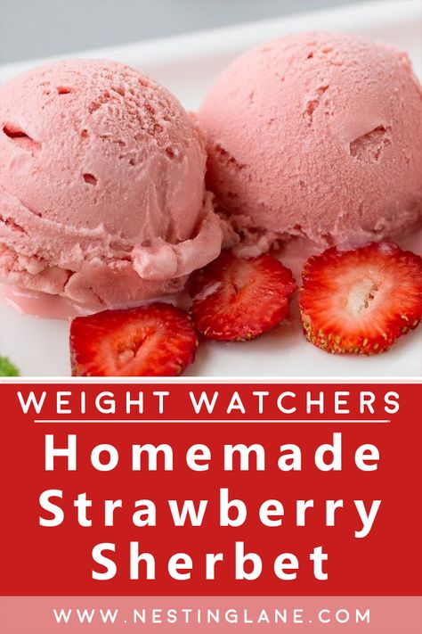 Low Calorie Ice Cream Recipe, Froyo Recipe, Strawberry Sherbet, Spring Strawberries, Kitchen Aid Ice Cream, Low Calorie Ice Cream, Weight Watchers Recipe, Apple Pie Recipe Easy, Sugar Free Recipes Desserts