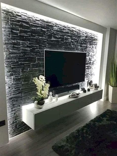 Wall Design Ideas, Modern Tv Wall, Tv Wall Design, Living Room Tv Wall, Living Room Decor Apartment, Minimalist Living, A Living Room, Living Room Tv, Minimalist Living Room