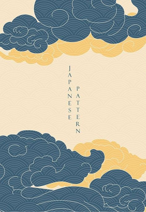 Japanese Wave Pattern, Japan Pattern, Japanese Background, Cloud Background, Graphic Design Style, Cloud Illustration, Japanese Wave, Japanese Waves, Japanese Illustration