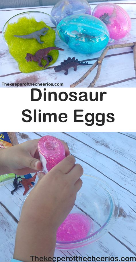 DINOSAUR SLIME EGGS Dinosaur Slime, Egg Slime, Diy Playdough, Dinosaur Activities Preschool, Dino Eggs, Slime Kit, Slime Party, Dinosaur Eggs, Kids Holiday Gifts