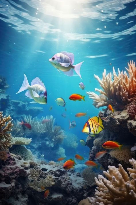 Beautiful group of fish in sea underwater aquarium outdoors. AI generated Image by rawpixel. | premium image by rawpixel.com Ecosystem Aquarium, Underwater Aquarium, Sea Underwater, Fish Aquarium, Aquarium Lighting, Animal Wildlife, Animal Groups, Aquatic Animals, Aquarium Fish Tank