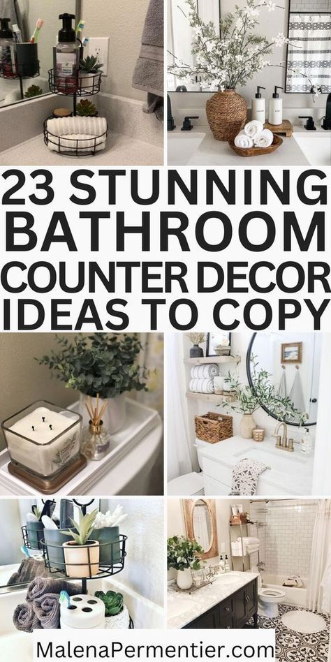 Bathroom Decor For Long Counters, Styling A Bathroom Counter, Bathroom Long Counter One Sink Decor, Bathroom Amazon, Style A Bathroom Counter, Bathroom Counter Top Decor, Small Bathroom Stand Up Shower Decor, Long Bathroom Counter Decor, Decorating Bathrooms