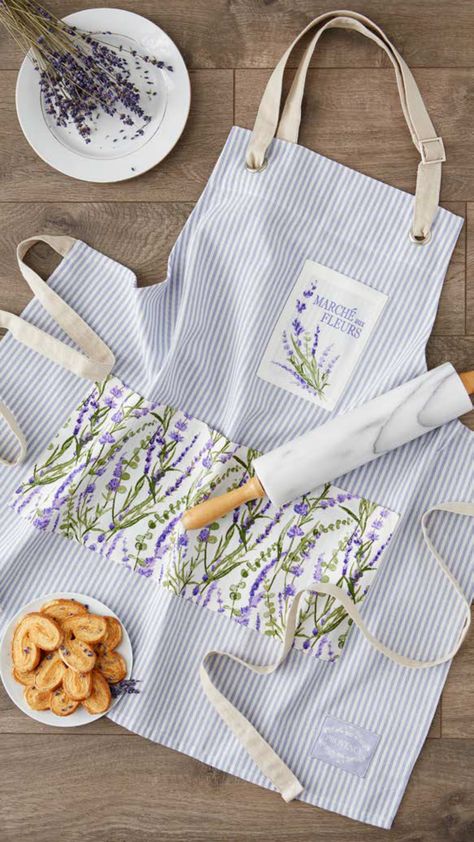 Lavender Themed Kitchen, Kitchen Apron Design Ideas, Kitchen Apron Design, Lavender Kitchen, Embroidery Aprons, Handmade Apron, Apron Ideas, New For 2023, Apron Design