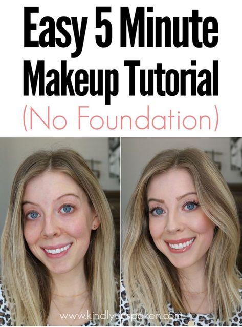 Check out my Easy 5 Minute Makeup Tutorial for a simple, pretty, and natural makeup look for everyday wear. With just a few drugstore makeup products and 5 minutes time, this no foundation makeup look will make you look well rested and put together! #5minutemakeup #easymakeup #nofoundationmakeup #drugstoremakeup #makeuptutorial Everyday Basic Makeup, Eye Makeup With No Foundation, Super Basic Makeup, Makeup Tips For Natural Look, Simple Basic Makeup Natural Looks, Very Simple Makeup Tutorials, Easy Daytime Makeup, Makeup For People Who Don't Wear Makeup, Easy Minimal Makeup Tutorial