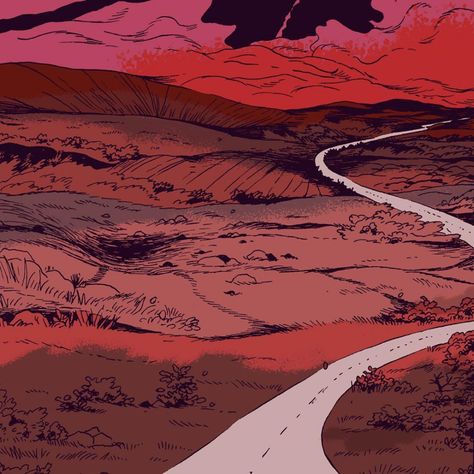 Tillie Walden (@tilliewalden) • Instagram photos and videos Tillie Walden, Art Prompts, Red Sky, Environment Concept Art, Aesthetic Images, Environmental Art, A Drawing, Art Plastique, The Desert