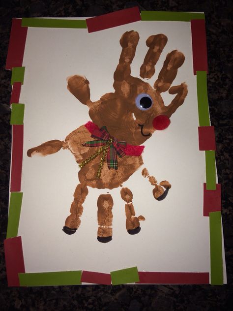 Natalie's hand print rain deer 2015 Rain Deer, Hand Print, Deer, Christmas