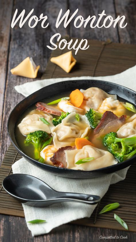 Wor Wonton Soup Recipe, Wonton Soup Broth, Wor Wonton Soup, Pork Wontons, Wonton Soup Recipe, Asian Soup Recipes, Asian Soups, Wonton Recipes, Best Chinese Food