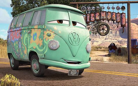 Cars Movie Characters, Vintage Volkswagen Bus, T3 Bus, Camper Art, Cars Characters, Vintage Volkswagen, Hippie Van, Volkswagen Car, Van Car