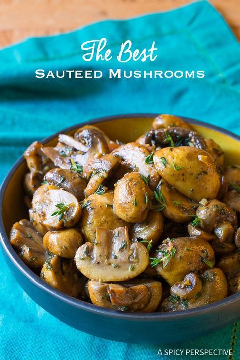 Crazy Good! The BEST Sautéed Mushroom Recipe for topping steaks or risotto on ASpicyPerspective.com Best Sauteed Mushrooms, Mushroom Side Dishes, Sautéed Mushrooms, Mushroom Recipe, Mushroom Dish, Toasted Bread, Sauteed Mushrooms, Thanksgiving Side Dishes, Veggie Dishes