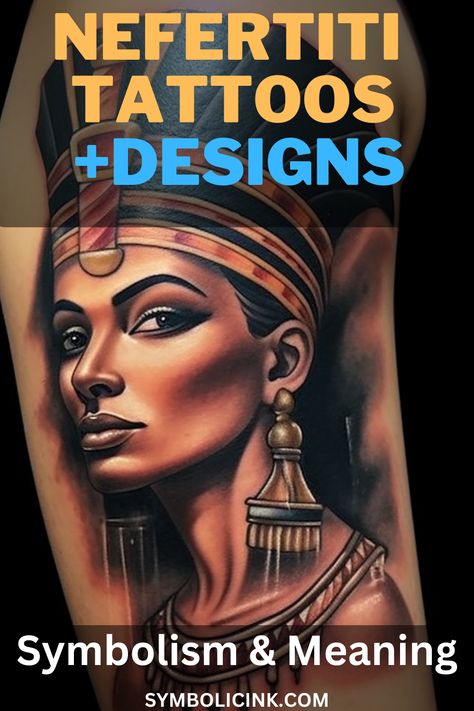 Nefertiti Tattoo Meaning Nefertiti Tattoo Meaning, Queen Nefertiti Tattoo Design, Nephertiti Tattoo, Egyptian Queen Tattoo Goddesses, Nefertiti Meaning, Nefertiti Tattoo Design Egyptian Goddess, Egyptian Tattoo Sleeve Women, Egyptian Women Tattoo, Nefrititi Tattoo