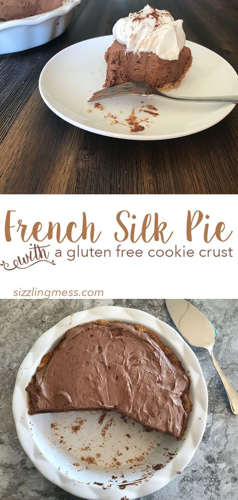 Paleo French Silk Pie, Gluten Free Chocolate Silk Pie, Easy Gluten Free Pie Recipes, Dairy Free French Silk Pie, Gluten Free Dairy Free French Silk Pie, French Gluten Free Desserts, Gluten Free Chocolate Mousse Pie, Gluten Free French Silk Pie Recipe, Dairy Free Cream Pie