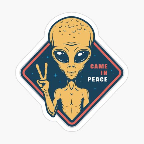 Stickers For Notebooks, Peace Sticker, Space Stickers, Alien Drawings, Arte Alien, Alien Abduction, Space Galaxy, Alien Art, Cool Stickers