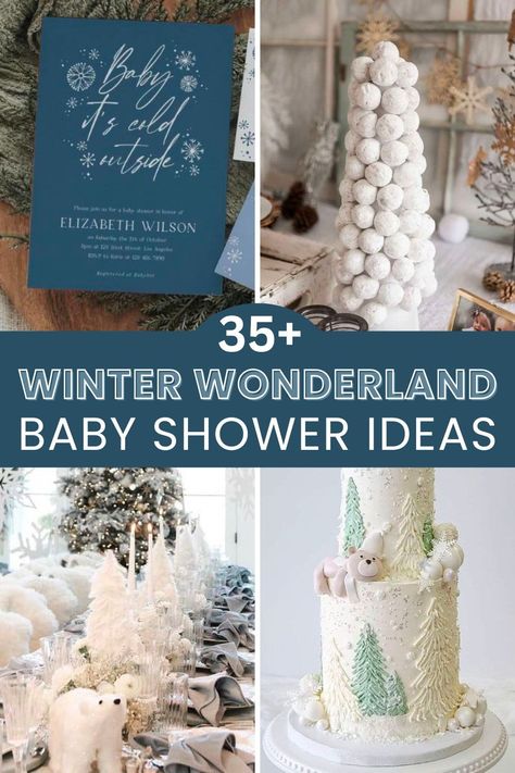 Plan your winter wonderland baby shower with the help of this guide. If you're looking for a winter baby shower theme, the winter wonderland baby shower is the perfect fit! We cover ideas for either a boy or girl with centerpiece ideas, decor ideas, favors, cake, invitations and more. Winter Wonderland Baby Shower Table Centerpieces, Winter Wonderland Baby Shower Tables, Winter Wonderland Baby Shower Ideas Centerpieces Table Decorations, Winter Wonderland Baby Shower Games, January Baby Shower Themes, Baby Shower Games Winter Wonderland, December Baby Shower Ideas, January Baby Shower, Boy Shower Themes