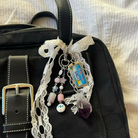 custom beaded bag charm🌀🩰 see u wellness wednesday from 11-1 tomorrow! 💌 ⋆. ݁⭒ #beadedjewelry #handmadejewelry #keychain #bagcharm Bag Charm Inspiration, Bag Charms Aesthetic, Bag Charms Diy, Diy Bag Charm, Wellness Wednesday, Beaded Bag, Bag Charms, Beaded Keychains, Beaded Bags