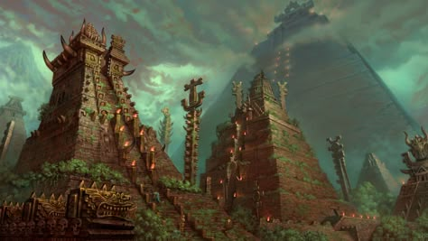 Lizardmen Warhammer, Temple Background, Aztec City, Aztec Temple, Aztec Pyramids, Aztec Wallpaper, Architecture Artists, Ancient Aztecs, Temple City