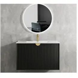 Bathroom Tallboy, Drawer Mechanism, Drawer Runner, Bathroom Improvements, White Wall Hanging, Black Shelves, Ideal Bathrooms, Black Vanity, Double Basin