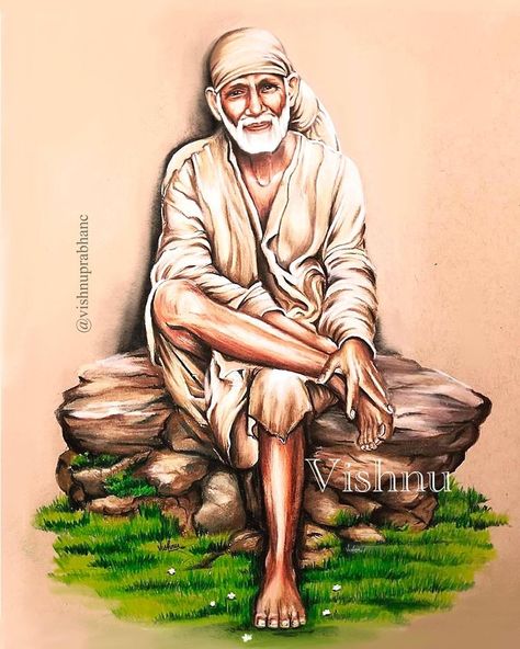 Saibaba Drawing, Drawings Prismacolor, D Tan, Sai Baba Hd Wallpaper, Flamingo Painting, Sai Baba Wallpapers, Swami Samarth, Peacock Painting, Om Sai Ram