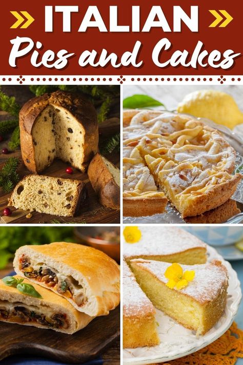 Italian Pies and Cakes Grain Pie Italian, Italian Pies, Italian Christmas Bread, Whole Orange Cake, Italian Custard, Cake Tiramisu, Lemon Ricotta Cake, Ricotta Pie, Sponge Cake Filling