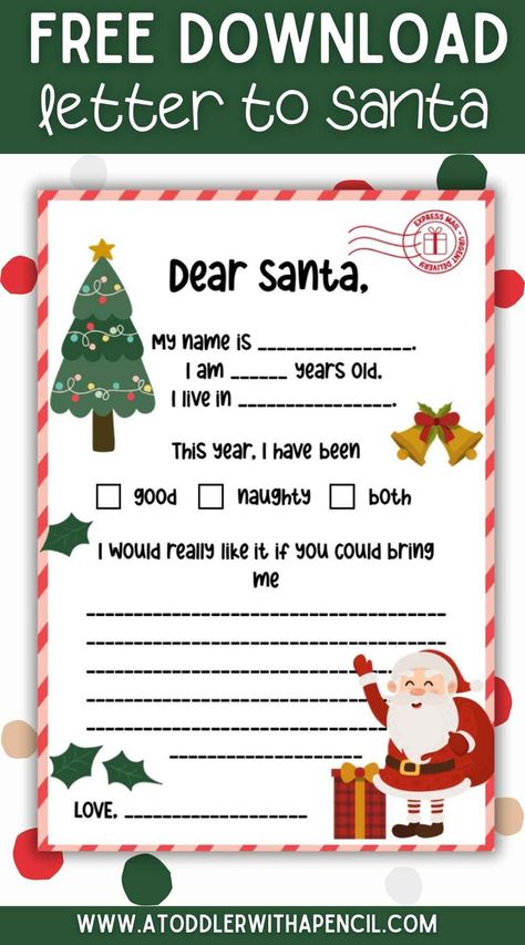 Christmas Letter to Santa Diy Santa Letter To Kid, Letters To Santa Station, Letters To Santa Free Printable, Santa Letters To Kids Free Printable, Letters To Santa Template, Santa Letter Template Free Printable, Write To Santa, Christmas Fundraiser, Christmas Letter To Santa