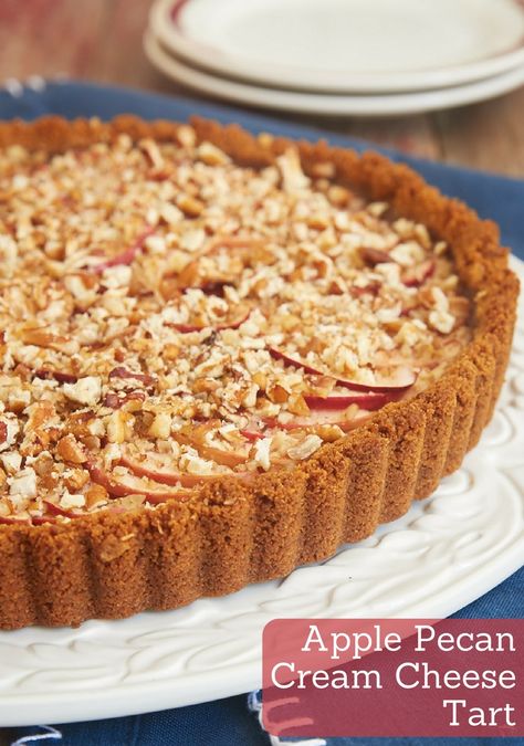 Apple Pecan Cream Cheese Tart - Bake or Break Pecan Tart Recipe, Lactose Free Cream Cheese, Cream Cheese Tart, Pecan Tart, Pecan Tarts, Homemade Graham Crackers, Cheese Tart, Nice Recipes, Tart Baking