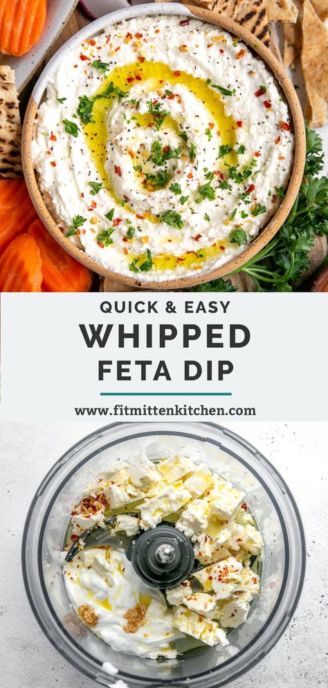 Easy Feta Dip, Creamy Feta Dip, Pita Dip, Whipped Feta Dip, Fit Mitten Kitchen, Feta Recipes, Feta Dip, Whipped Feta, Dip Recipes Easy