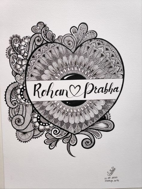 Doodle Named mandala heart shape | Simple design Heart Shaped Mandala, Name Mandala Art, Alphabet Mandala, Mandala Heart, Feather Drawing, Easy Mandala, Easy Mandala Drawing, Mandela Art, Mandala Patterns