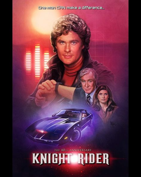 David Hasselhoff Baywatch, Kitt Knight Rider, 80 Tv Shows, Knight Rider, Baywatch, Retro Tv, 40th Anniversary, Film Posters, Cultura Pop